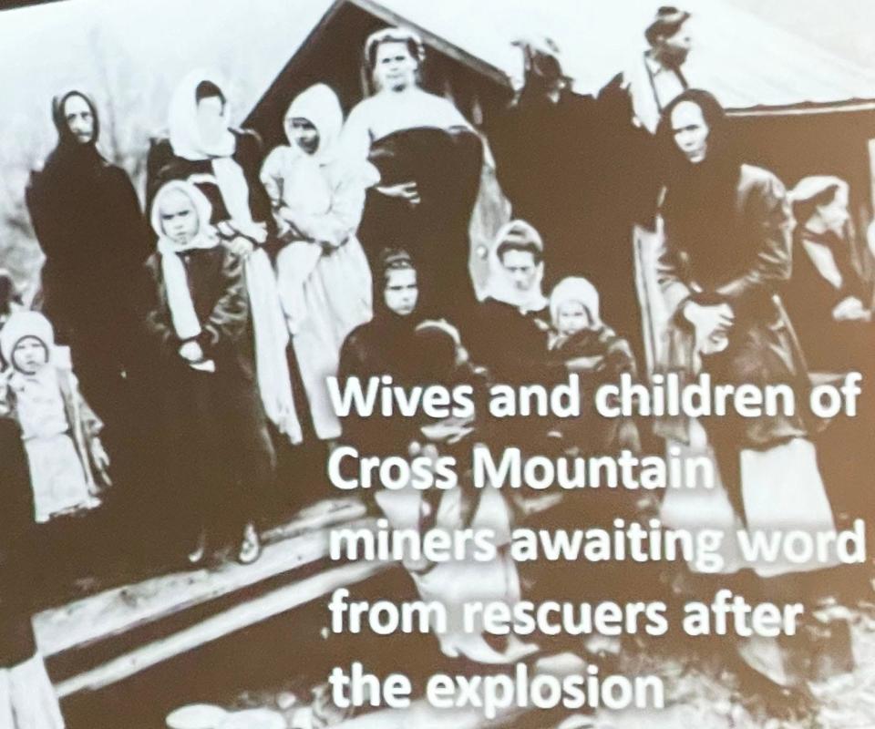 Wives and children of Cross Mountain miners awaiting word from rescuers after the explosion.