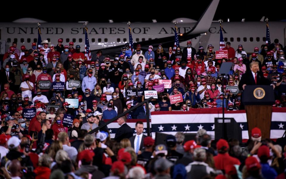 President Donald Trump speaks to a crowd during a Make America Great Again campaign rally  - Getty Images North America 