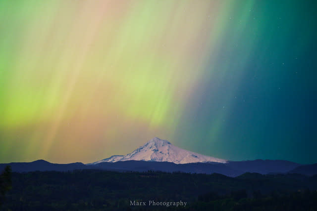 The Northern Lights near Mount Hood on May 11, 2024. (Courtesy: Evan Marx)