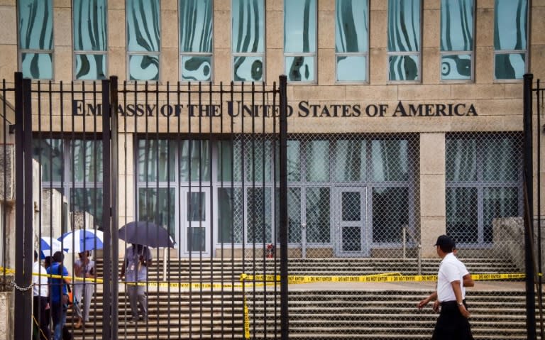 The US embassy in Havana, seen here on September 29, 2017, after a series of mysterious health incident involving some of its diplomats prompted Washington to withdraw more than half its personnel