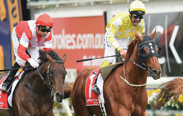 Criterion had his first run back in Australia since winning the Queen Elizabeth at Randwick in the autumn. Criterion won the Caulfield Stakes defeating Happy Trails with Mongolian Khan running third.
