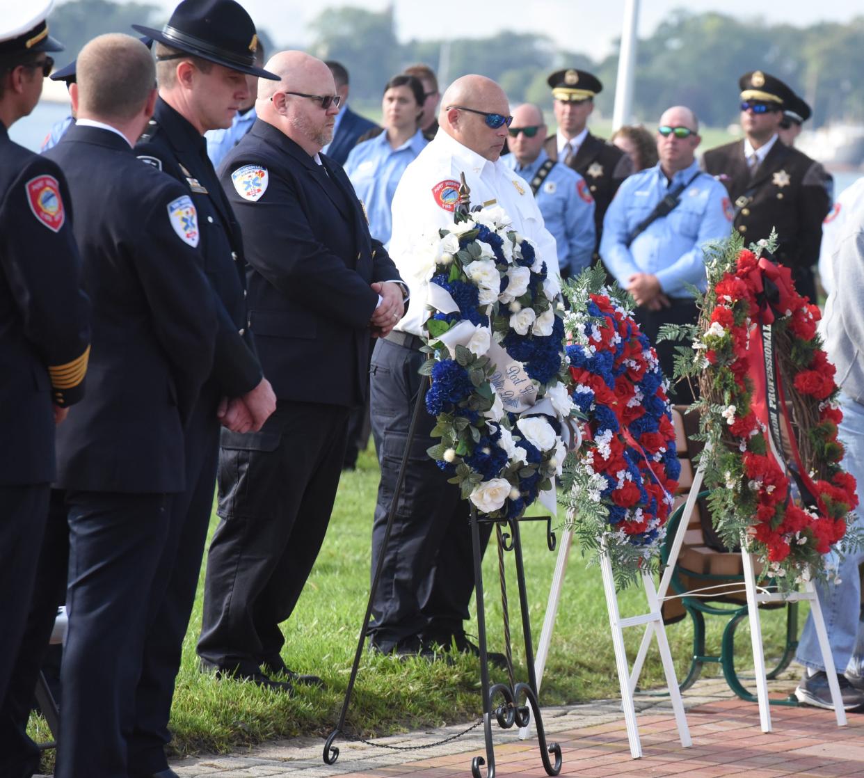 Three wreaths were presented in honor of the fallen at the Sept. 11 memorial on Sept. 11, 2023.