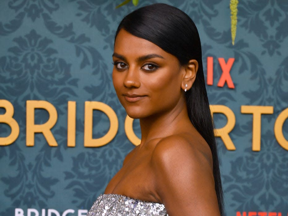 British actress Simone Ashley arrives for Netflix's "Bridgerton Season 3" premiere at Alice Tully Hall on May 13, 2024,