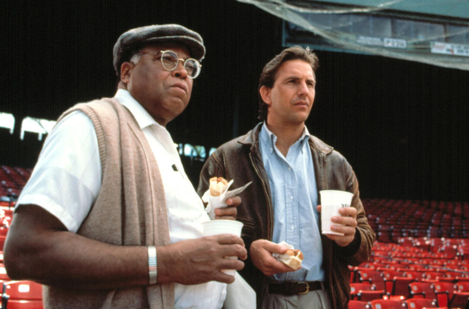 Jones and Kevin Costner during a scene in Field of Dreams.