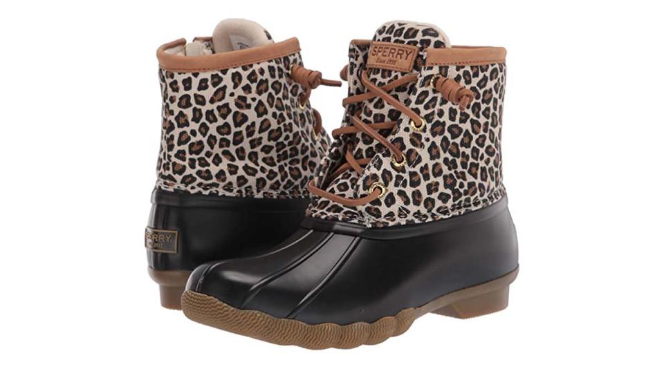 Choose from over 60 different colors like these animal print boots.