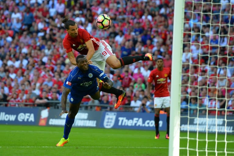 Manchester United's Swedish striker Zlatan Ibrahimovic made his first official United appearance at Wembley in August's Community Shield against Leicester City, a towering late header giving him the 29th trophy of his career