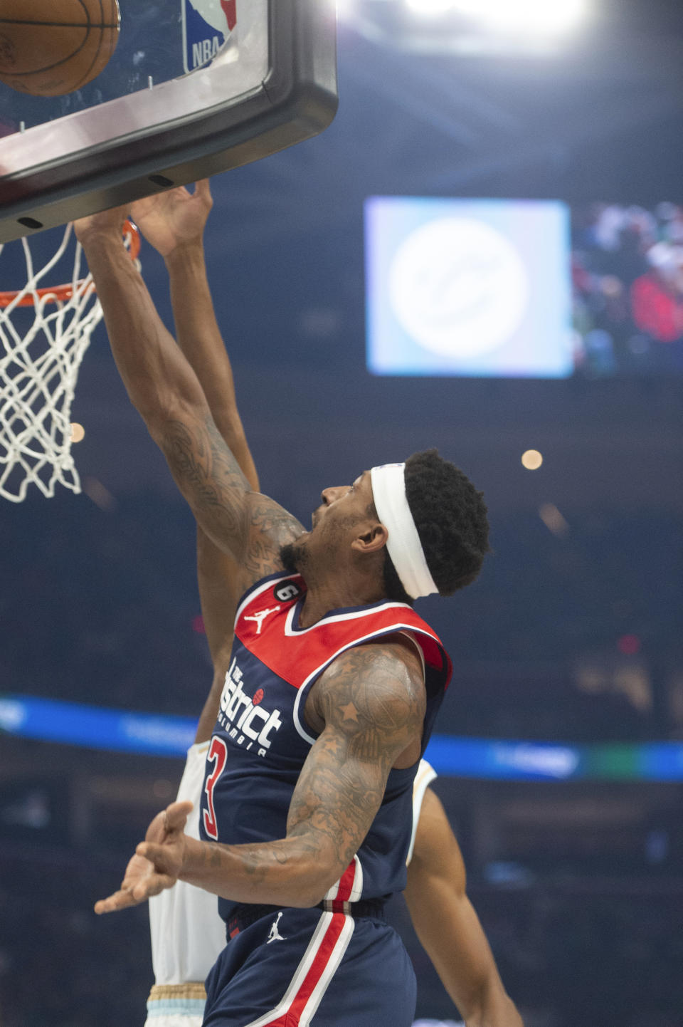 Washington Wizards' Bradley Beal (3) shoots against the Cleveland Cavaliers during the first half of an NBA basketball game in Cleveland, Friday, March 17, 2023. (AP Photo/Phil Long)