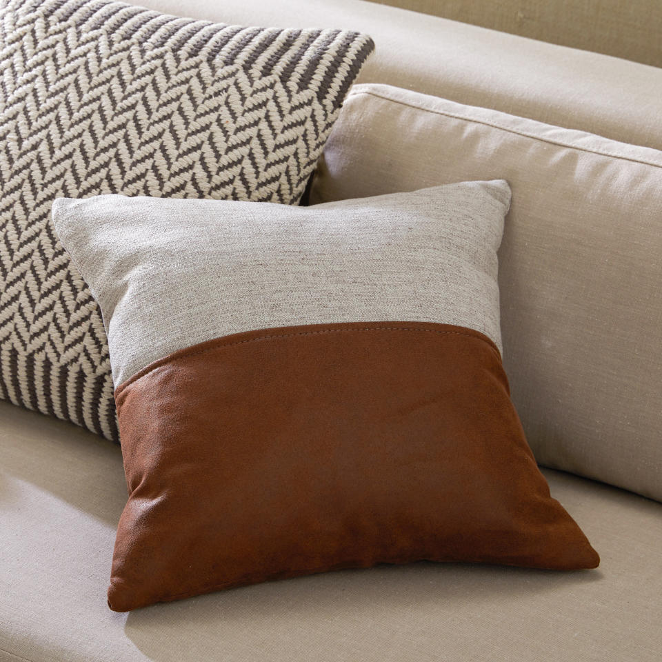 MoDRN Industrial Mixed Material Decorative Throw Pillow (Photo: Walmart)