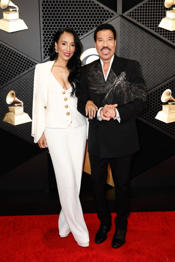 (L-R) Lisa Parigi and Lionel Richie attend the 66th GRAMMY Awards at Crypto.com Arena on February 04, 2024 in Los Angeles, California.