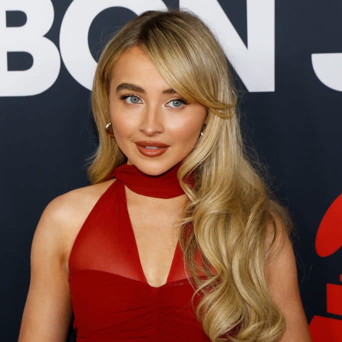 closeup of sabrina in a halter dress