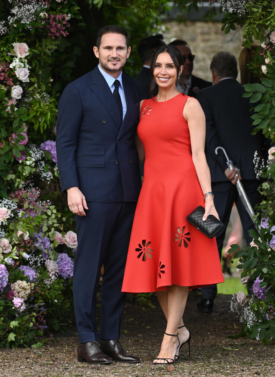 Frank Lampard and Christine Lampard seen arriving at the wedding of Ant McPartlin and Anne-Marie Corbett at St Michael's Church in Heckfield on August 07, 2021 in Hook, Hampshire. (Photo by Karwai Tang/WireImage)