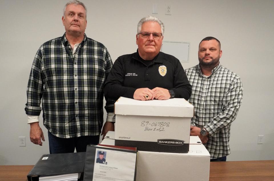 Retired FBI Special Agent Paul Hughes, from left, Knoxville Police Sgt. Rodney Patton and Organized Crime Unit Detective Brandon Stryker teamed up to close the Tony Williams murder.