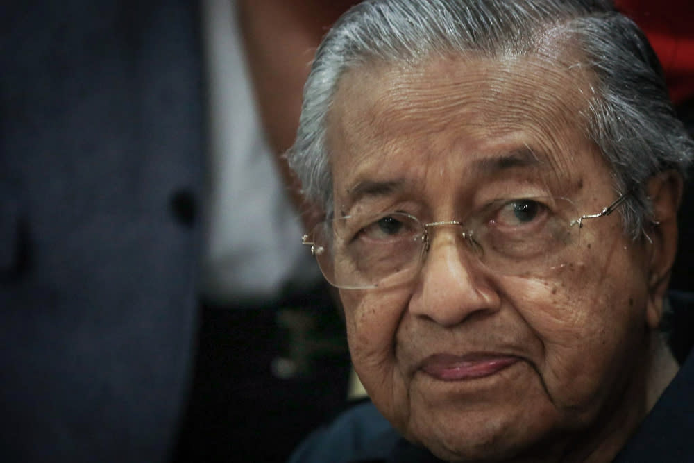 Bersatu chairman Tun Dr Mahathir Mohamad speaks to reporters at a press conference at the Bukhary Foundation, Kuala Lumpur January 17, 2020. — Picture by Hari Anggara