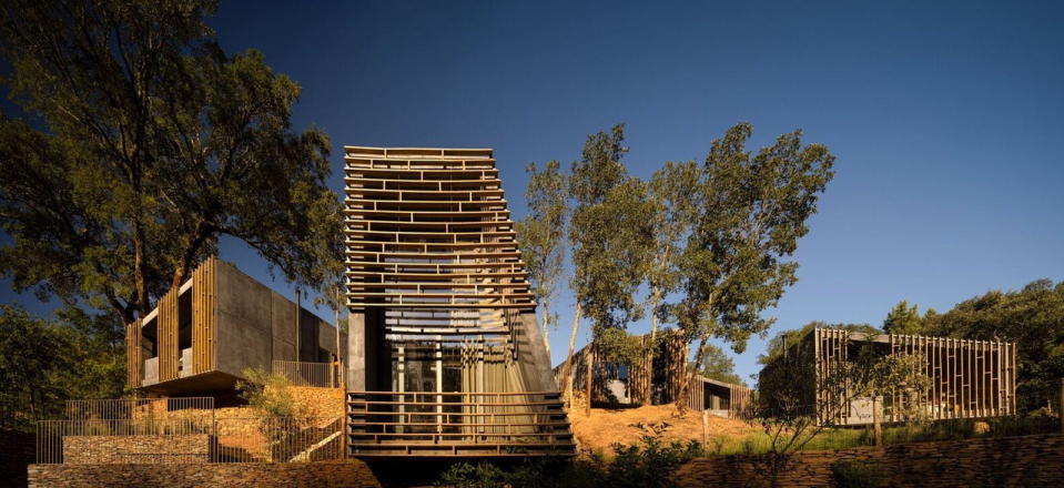 Front exterior view of Summary Architecture's modular cabins for the Paradihna Village Resort.