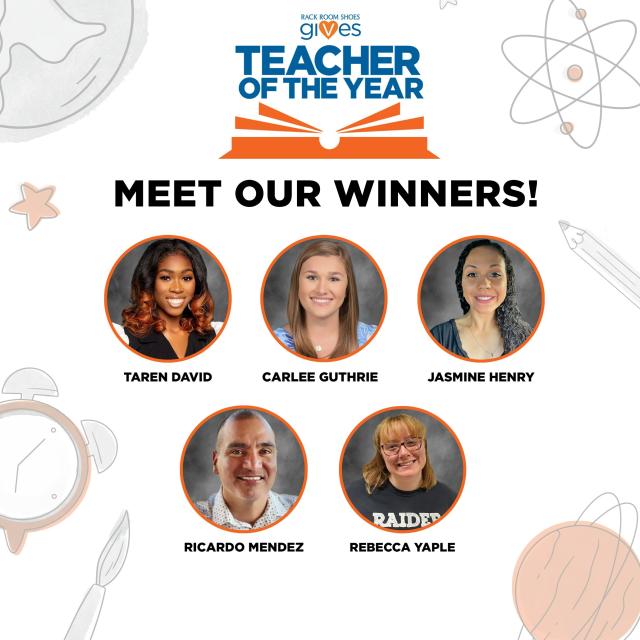 The winners of the Rack Room Shoes&#x002019; 2023 Teacher of the Year Contest. - Credit: RACK ROOM SHOES