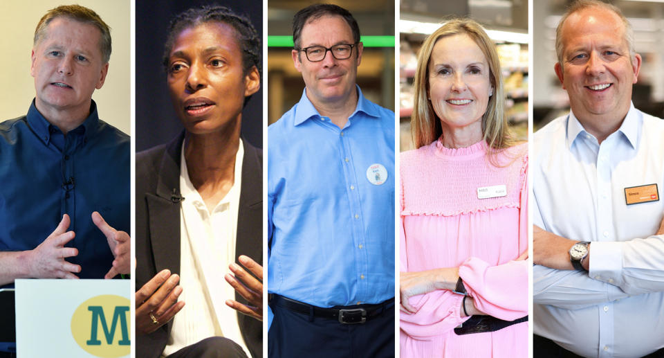 Supermarket bosses David Potts (Morrisons), Sharon White (John Lewis), Ken Murphy (Tesco), Katie Bickerstaffe (M&S) and Simon Roberts (Sainsbury's). Photo: Agencies