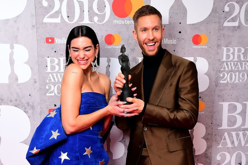 Dua Lipa and Calvin Harris at the Brit Awards 2019.