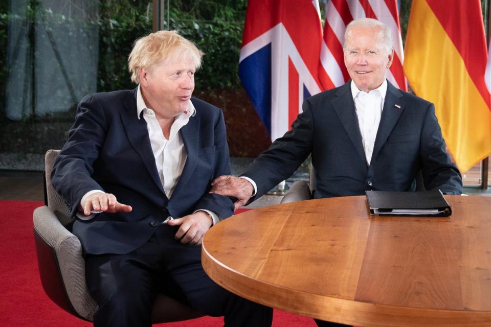 Prime Minister Boris Johnson and US President Joe Biden at the G7 summit in Schloss Elmau in the Bavarian Alps (Stefan Rousseau/PA) (PA Wire)