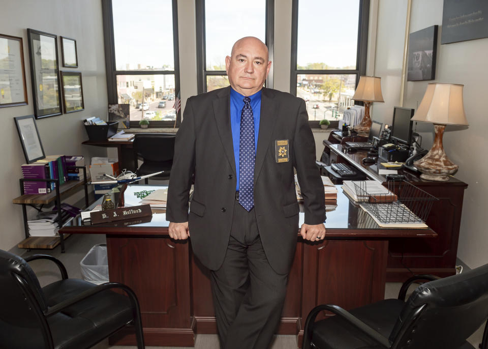 Union Parish special prosecutor Hugo Holland stands for a portrait in his office in Minden, La., on Friday, March 17, 2023. In the case of five white officers charged in the deadly 2019 arrest of Black motorist Ronald Greene, the Black district attorney in mostly white Union Parish has decided to bring in a hired gun: Holland, an experienced special prosecutor with a folksy law-and-order bravado and a three-decades-long reputation for winning complicated cases across the state. (AP Photo/Scott Clause)