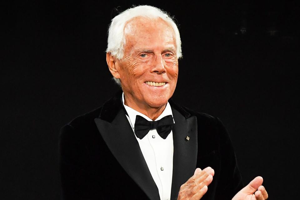 Giorgio Armani acknowledges the audience during the Giorgio Armani Prive Spring Summer 2019 show as part of Paris Fashion Week on January 22, 2019 in Paris, France.