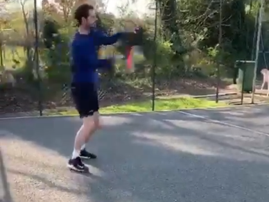 Andy Murray hits against a wall (Instagram/andymurray)