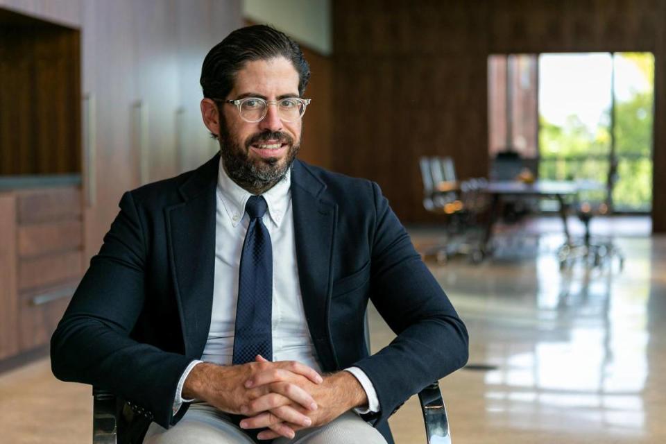 David Martin, a real estate developer and the president and CEO of Terra, works from his new office inside the Mary Street building in Coconut Grove, Florida, on Monday, August 10, 2020.