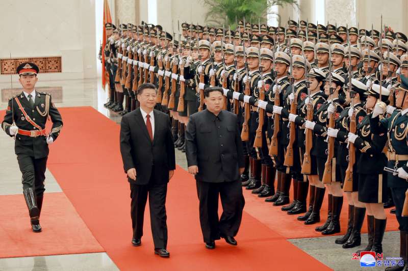 北韓領導人金正恩在3月25日至28日間造訪北京，與中國領導人習近平見面。(美聯社)