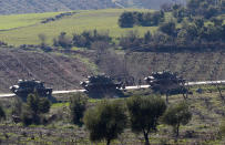 <p>Turkish Army tanks are seen near the Turkish-Syrian border in Kilis province, Turkey, Jan. 31, 2018. (Photo: Osman Orsal/Reuters) </p>