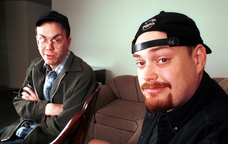 Andy Wachowski and his brother Larry Wachowski at the Andy Wochowski in Los Angeles, California (Photo by Bob Riha Jr/WireImage)