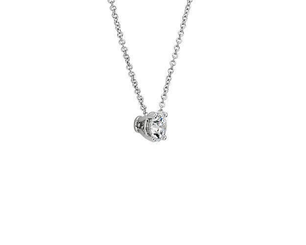 Lab Grown Diamond Floating Solitaire Pendant In 14k White Gold 