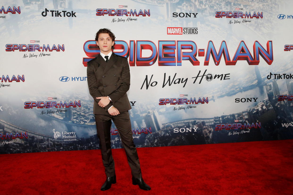 Cast member Tom Holland attends the premiere for the film Spider-Man: No Way Home in Los Angeles, California, December 13, 2021. REUTERS/Mario Anzuoni