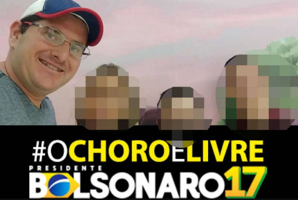 O bolsonarista Rafael Bianchini, em postagem uma rede social; ele agrediu pesquisador do Datafolha no interior de São Paulo. (Foto: Reprodução/Rafael Bianchini/Facebook)