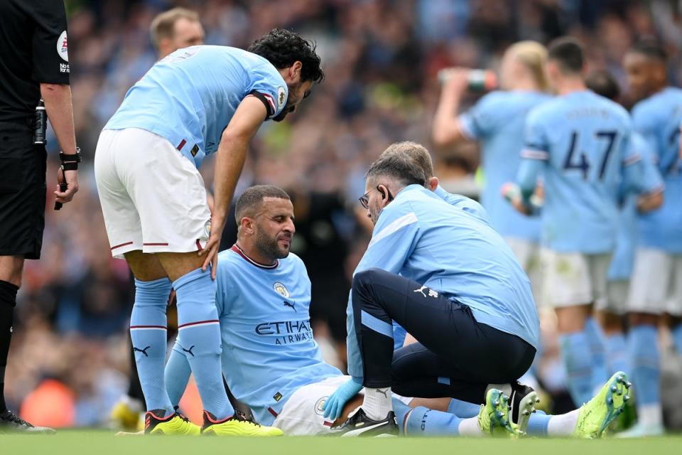 Kyle Walker of Manchester City receives medical attention (Getty)