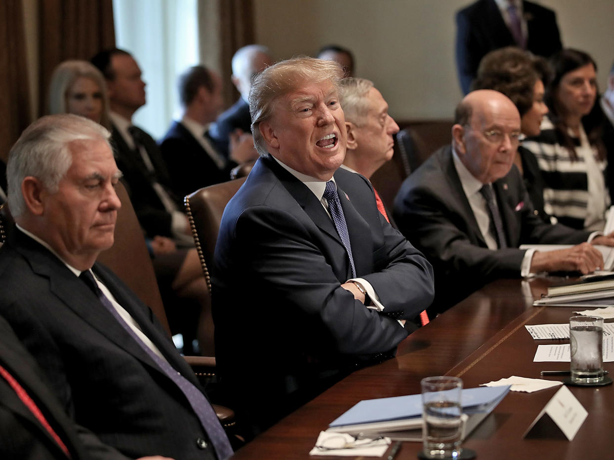 Donald Trump speaks while meeting with members of his cabinet: Getty Images