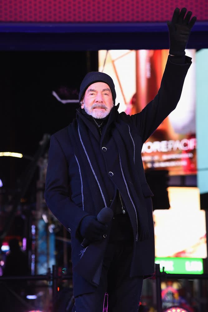 Neil Diamond performing during FOX's <em>New Year’s Eve with Steve Harvey: Live From Times Square</em> in Times Square on December 31, 2017