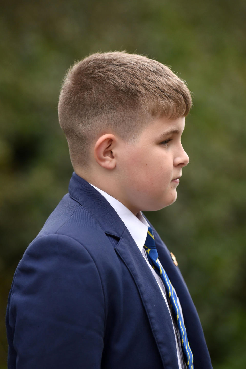 Jason Kirkbride, 14, had a number one haircut on the sides of his head. [Photo: SWNS]