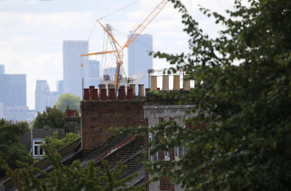 A row of terraced residential houses in north London. Chancellor Rishi Sunak has confirmed temporary plans to abolish stamp duty on properties up to 500,000 GBP in England and Northern Ireland as part of a package to dull the economic impact of the coronavirus. Picture date: Saturday July 11, 2020.