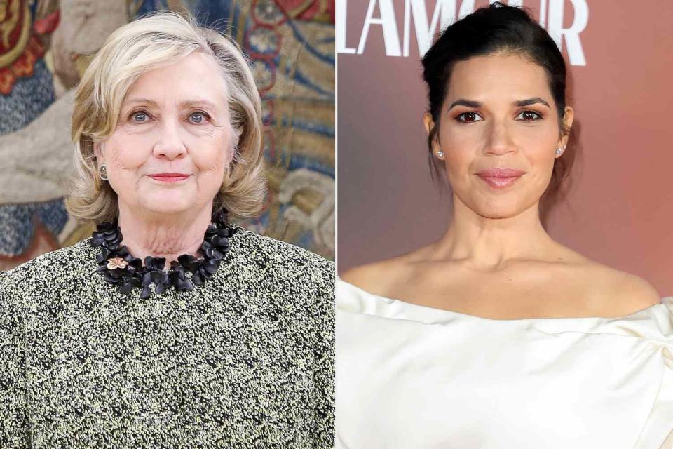 <p>Paolo Blocco/WireImage; Mike Marsland/WireImage</p> Hillary Clinton says she and America Ferrera hold a special friendship