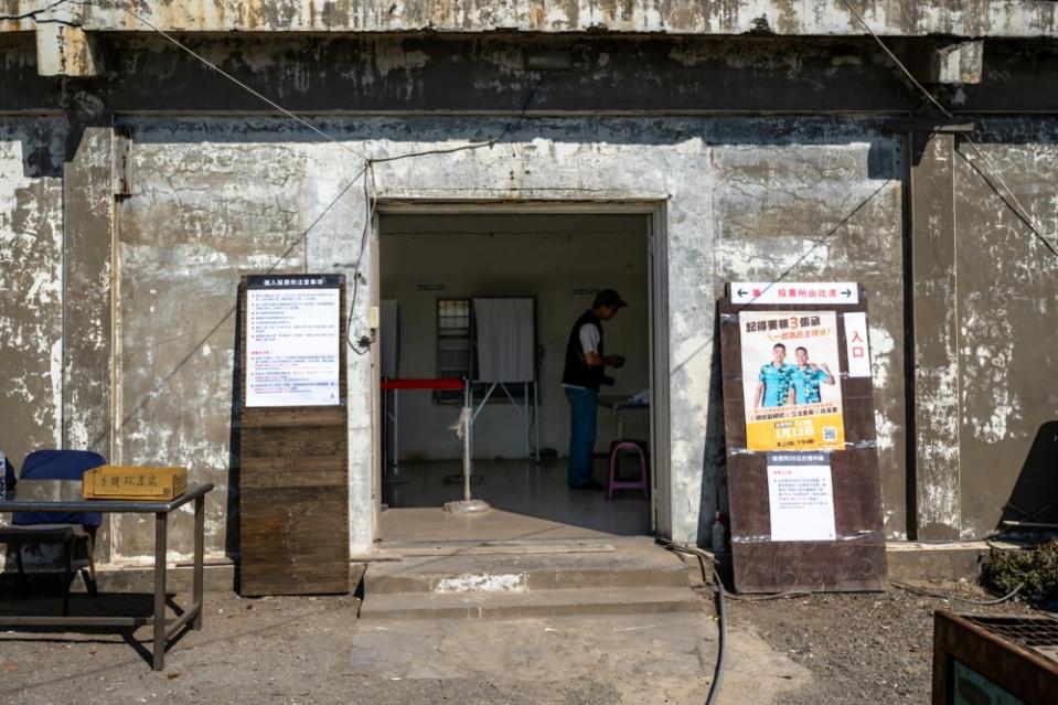 My father arrives to vote at the polling station in Smaller Qiu Island on Jan 13.<span class="copyright">Mike Kai Chen for TIME</span>