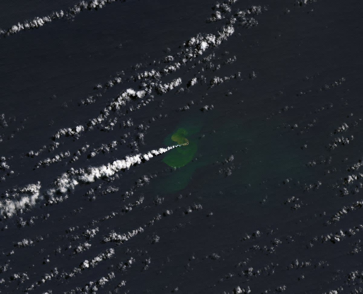 A Nasa image showing Home Reef eruption in the southwest Pacific Ocean (Nasa Earth Observatory)