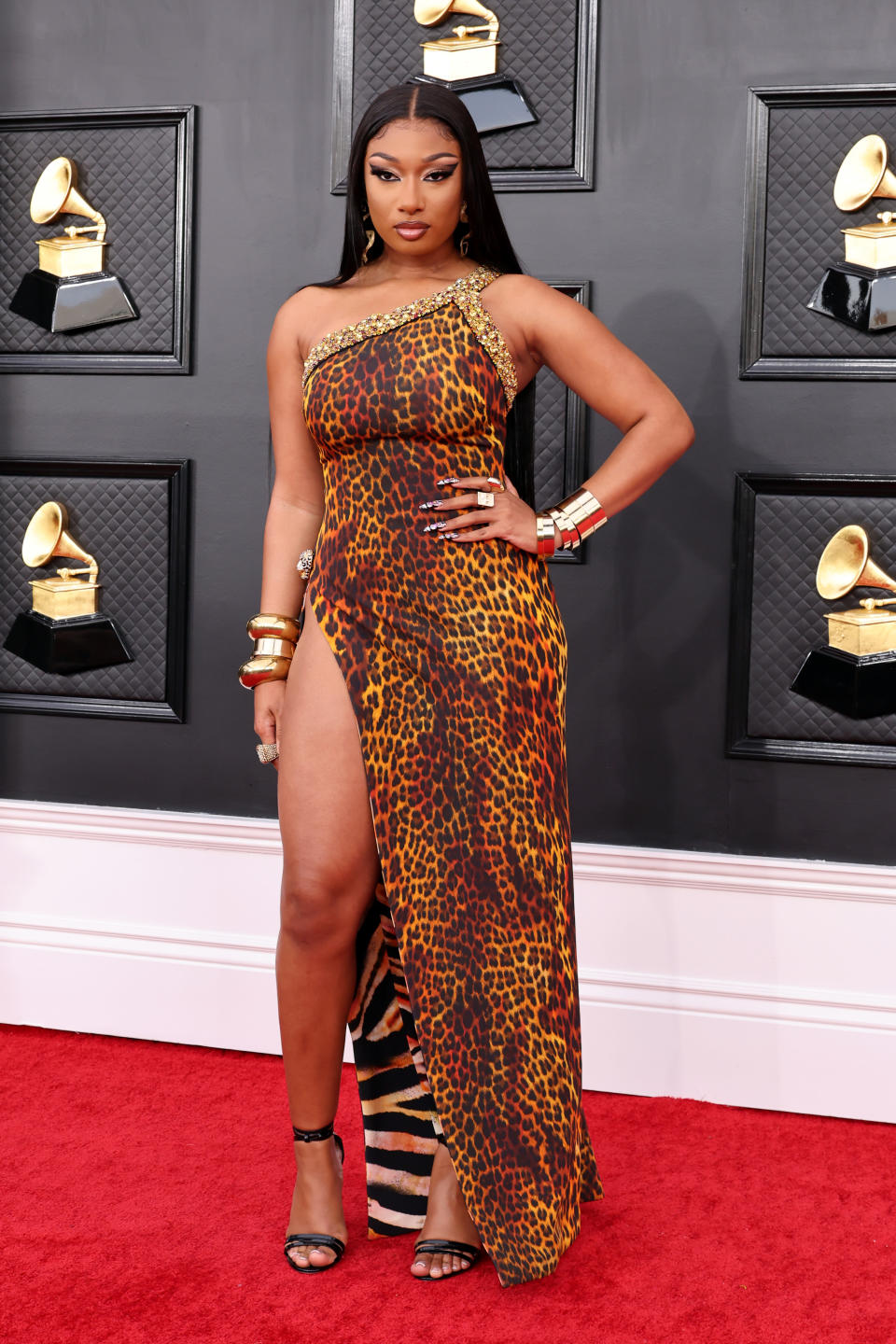 Megan Thee Stallion at the 2022 Grammy Awards. (Image via Getty Images)