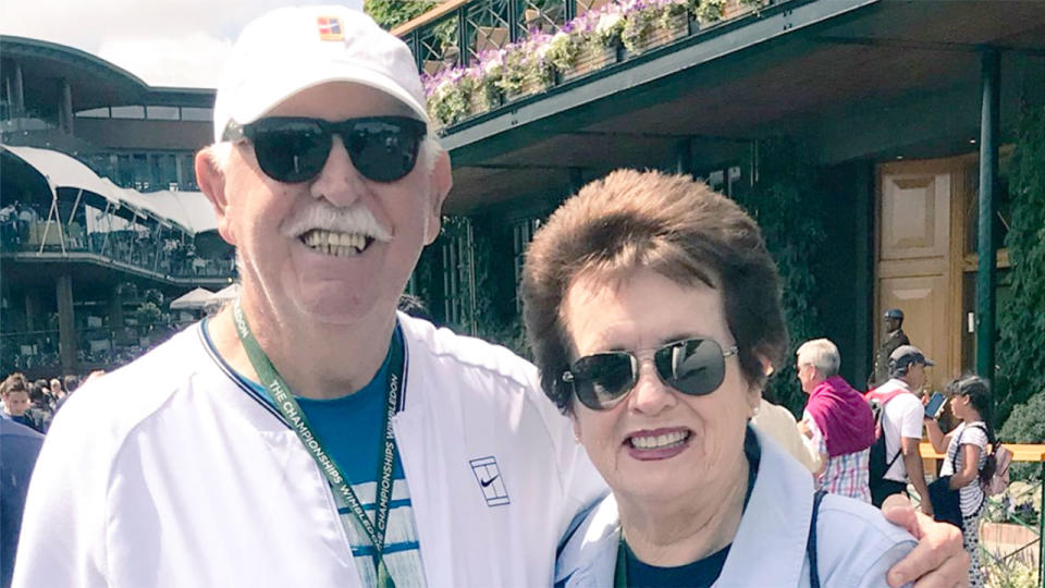 Tennis greats Owen Davidson and Billie Jean King won eight mixed doubles grand slam titles together. Pic: Twitter