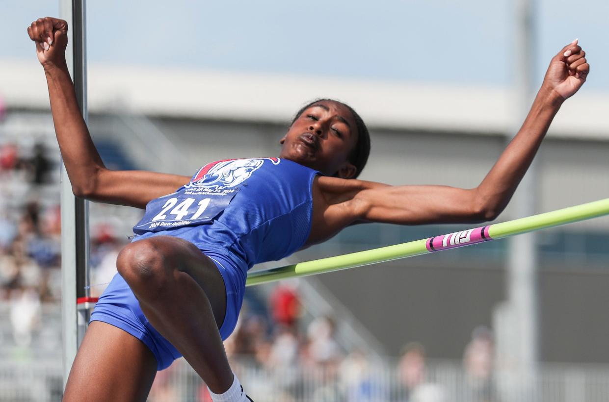 CAL's Kylie Moore won the Girls High Jump at the KHSAA Class 2A Track and Field State Championships Friday, May 31, 2024