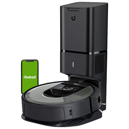 The iRobot Roomba i8+ Wi-Fi Connected Robot Vacuum automatically cleans messes on carpet and hard floors. (Photo via Best Buy)