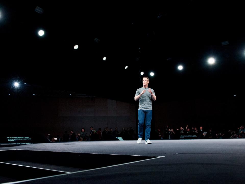 (160222) -- BARCELONA, Feb. 22, 2016 (Xinhua) -- Founder and CEO of Facebook Mark Zuckerberg gives a speech during the unveiling ceremony of the new Samsung Galaxy S7 and Galaxy S7 edge smarthphones on the eve of the official start of the Mobile World Congress (MWC) in Barcelona, Spain, Feb. 21, 2016.(Xinhua/Lino De Vallier)Xinhua News Agency / eyevineContact eyevine for more information about using this image:T: +44 (0) 20 8709 8709E: info@eyevine.comhttp://www.eyevine.com