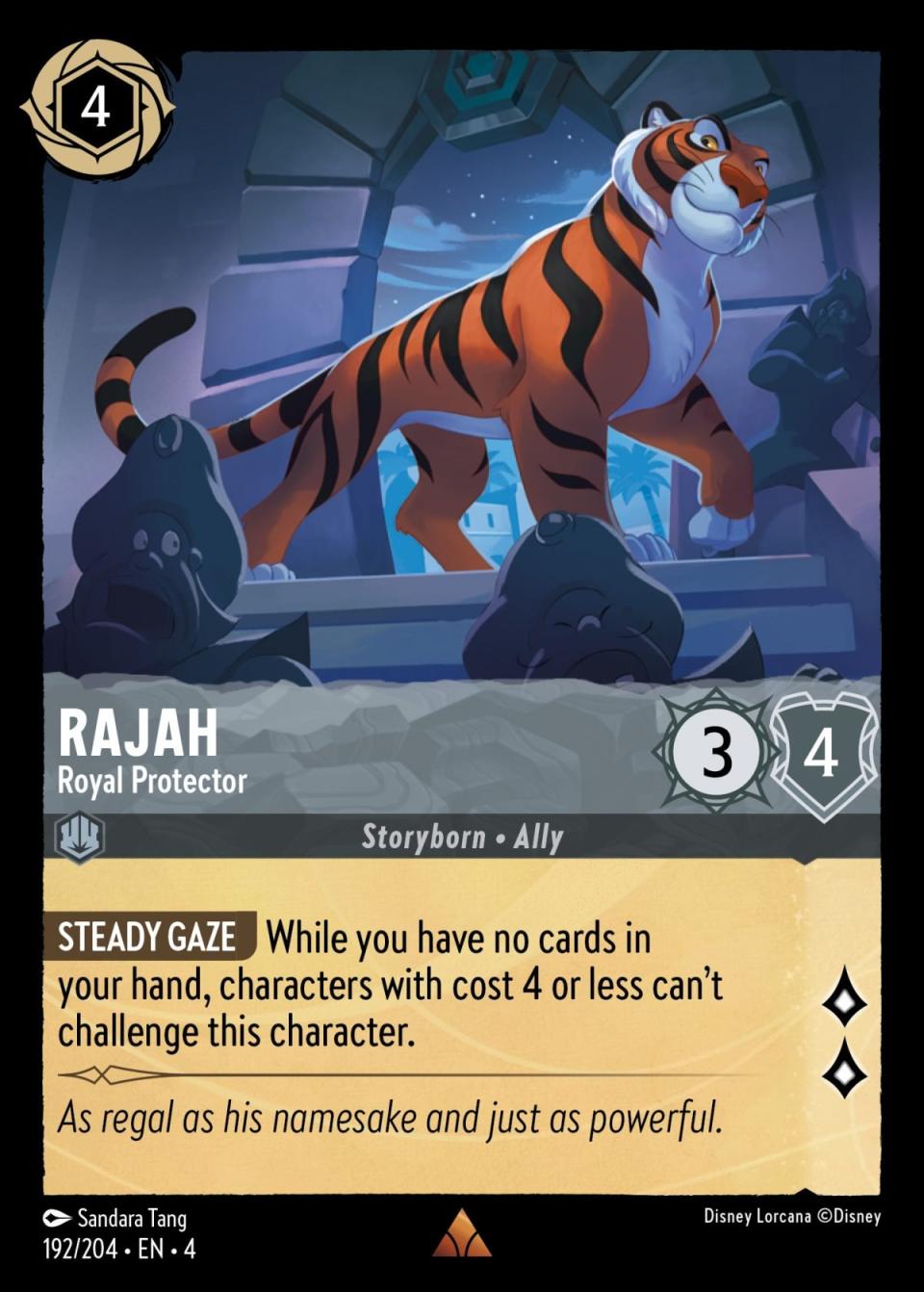 A Disney Lorcana Rajah card from Ursula's Return