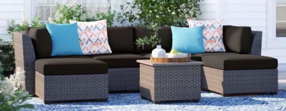 Tegan All Weather Wicker/Rattan 6 - Person Seating Group with Cushions