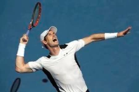 Britain's Andy Murray serves during his first round match against Germany's Alexander Zverev at the Australian Open tennis tournament at Melbourne Park, Australia, January 19, 2016. REUTERS/Jason O'Brien Picture Supplied by Action Images