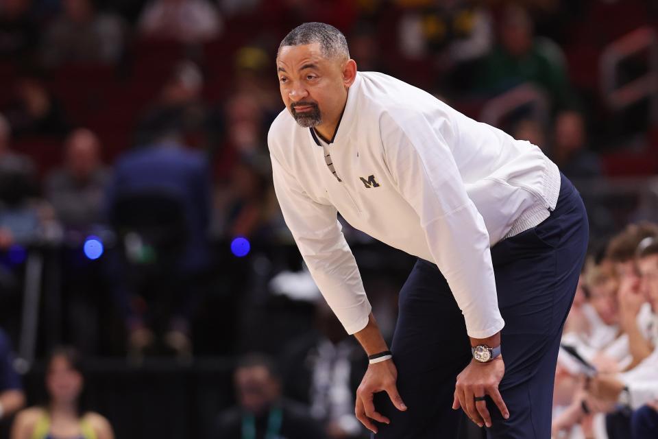 Michigan coach Juwan Howard looks on against Rutgers during the first half of the second round of the Big Ten tournament on Thursday, March 9, 2023, in Chicago.