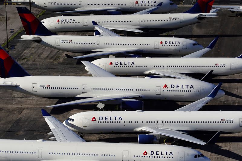 Delta Air Lines passenger planes parked in Birmingham